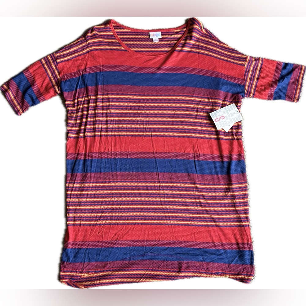 LuLaRoe Striped Red and Blue Irma Top